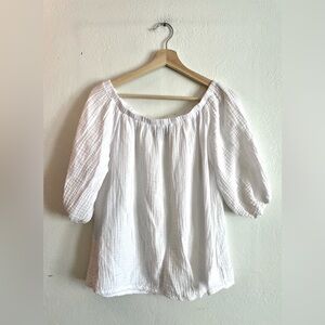 MICHAEL STARS Ingrid Balloon Sleeve Cotton Gauze Top